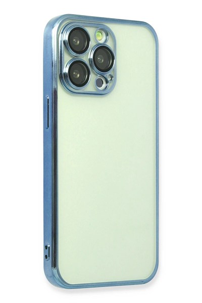 Mey İthalat®  iPhone 13 Pro Kılıf  Lensli Silikon - Açık Mavi