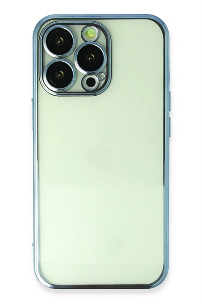 Mey İthalat®  iPhone 13 Pro Kılıf  Lensli Silikon - Açık Mavi