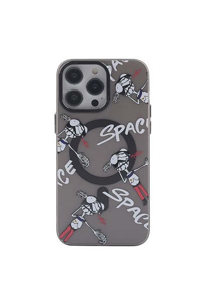 Mey İthalat®  iPhone 13 Pro Kılıf Apollo Magneticsafe Desenli Kapak - Apollo Siyah - 3