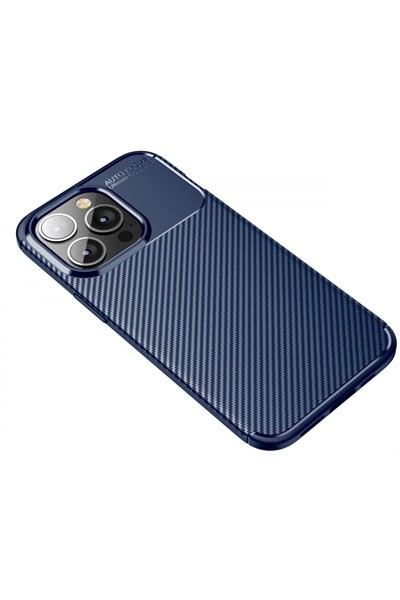 Mey İthalat®  iPhone 13 Pro Kılıf Auto Focus Karbon Kapak - Lacivert
