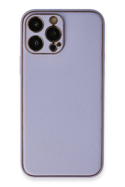 Mey İthalat®  iPhone 13 Pro Kılıf Coco Deri Silikon Kapak - Açık Lila