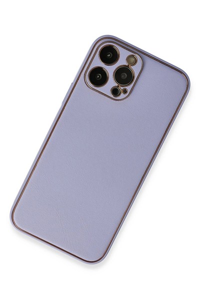 Mey İthalat®  iPhone 13 Pro Kılıf Coco Deri Silikon Kapak - Açık Lila