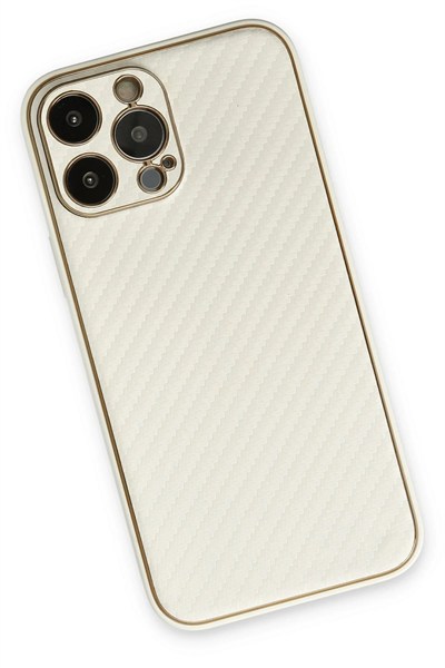 Mey İthalat®  iPhone 13 Pro Kılıf Coco Karbon Silikon - Beyaz