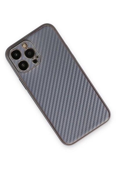 Mey İthalat®  iPhone 13 Pro Kılıf Coco Karbon Silikon - Gri