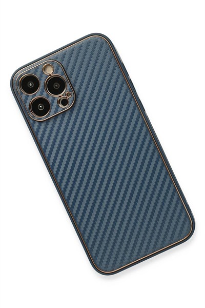 Mey İthalat®  iPhone 13 Pro Kılıf Coco Karbon Silikon - Mavi