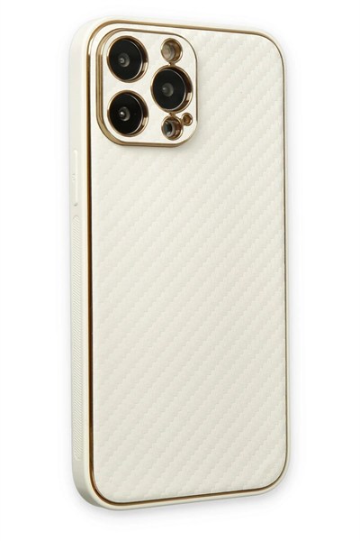 Mey İthalat®  iPhone 13 Pro Kılıf Coco Karbon Silikon - Beyaz