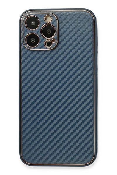 Mey İthalat®  iPhone 13 Pro Kılıf Coco Karbon Silikon - Mavi
