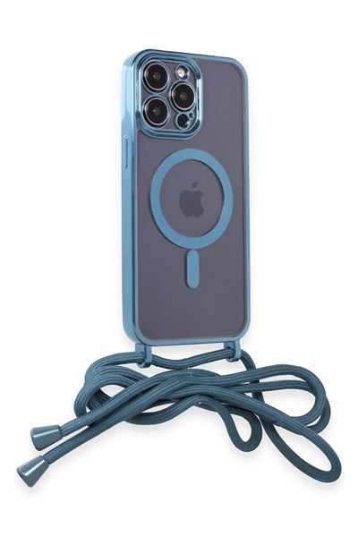 Mey İthalat®  iPhone 13 Pro Kılıf Divo Lazer Askılı Magsafe Kapak - Sierra Blue