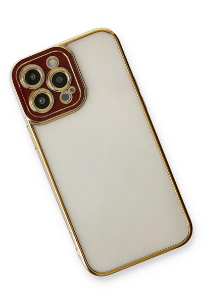 Mey İthalat®  iPhone 13 Pro Kılıf Liva Lens Silikon - Bordo