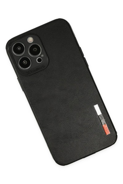 Mey İthalat®  iPhone 13 Pro Kılıf Loop Deri Silikon - Siyah