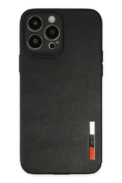 Mey İthalat®  iPhone 13 Pro Kılıf Loop Deri Silikon - Siyah