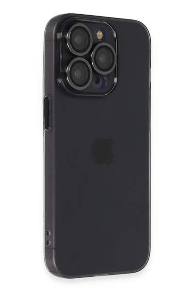 Mey İthalat®  iPhone 13 Pro Kılıf Luko Lens Silikon - Siyah