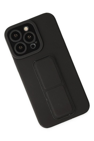 Mey İthalat®  iPhone 13 Pro Kılıf Mega Standlı Silikon - Siyah