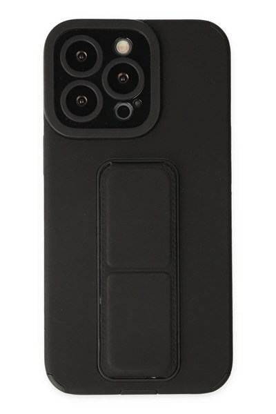 Mey İthalat®  iPhone 13 Pro Kılıf Mega Standlı Silikon - Siyah