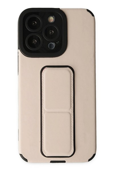 Mey İthalat®  iPhone 13 Pro Kılıf Mega Standlı Silikon - Gold