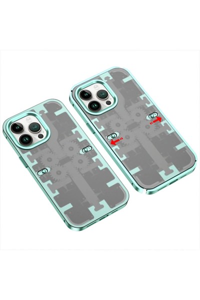 Mey İthalat®  iPhone 13 Pro Kılıf Mekanik Bumper Kapak - Yeşil