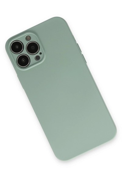 Mey İthalat®  iPhone 13 Pro Kılıf Nano içi Kadife Silikon - Su Yeşili