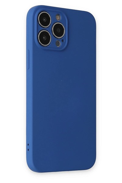 Mey İthalat®  iPhone 13 Pro Kılıf Nano içi Kadife Silikon - Lacivert