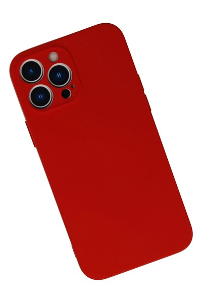 Mey İthalat®  iPhone 13 Pro Kılıf Nano içi Kadife Silikon - Kırmızı