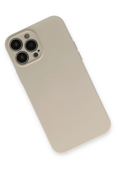 Mey İthalat®  iPhone 13 Pro Kılıf Nano içi Kadife Silikon - Bej