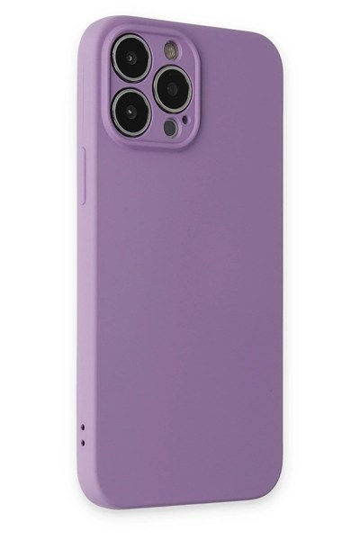 Mey İthalat®  iPhone 13 Pro Kılıf Nano içi Kadife Silikon - Koyu Lila