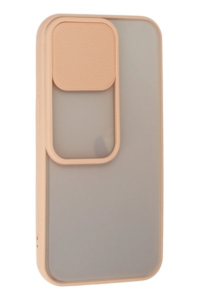 Mey İthalat®  iPhone 13 Pro Kılıf Palm Buzlu Kamera Sürgülü Silikon - Pembe