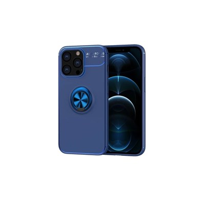Mey İthalat®  iPhone 13 Pro Kılıf Range Yüzüklü Silikon - Mavi
