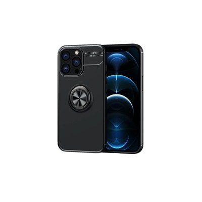 Mey İthalat®  iPhone 13 Pro Kılıf Range Yüzüklü Silikon - Siyah