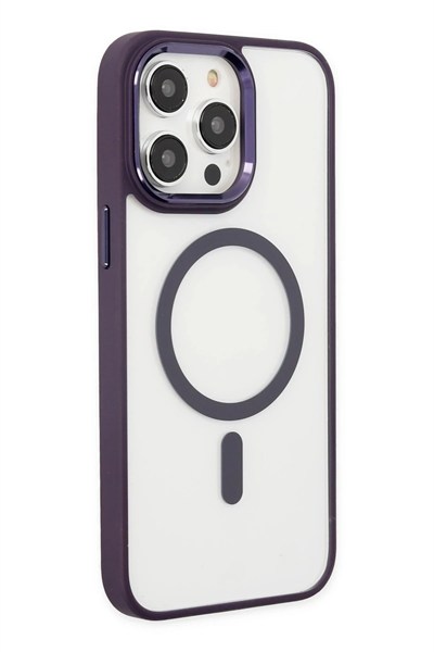 Mey İthalat®  iPhone 13 Pro Kılıf Room Magneticsafe Silikon - Derin Mor
