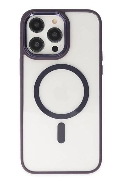 Mey İthalat®  iPhone 13 Pro Kılıf Room Magneticsafe Silikon - Derin Mor