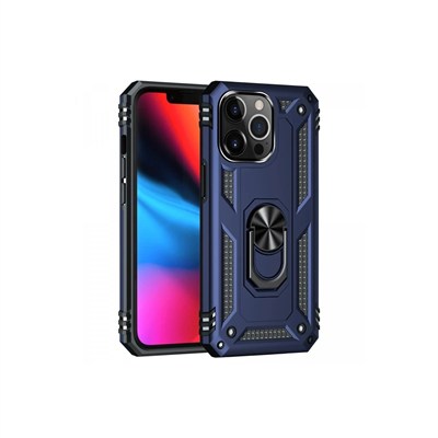 Mey İthalat®  iPhone 13 Pro Kılıf Sofya Yüzüklü Silikon Kapak - Lacivert