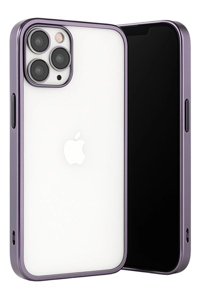 Mey İthalat®  iPhone 13 Pro Max Kılıf  Lensli Silikon - Mor
