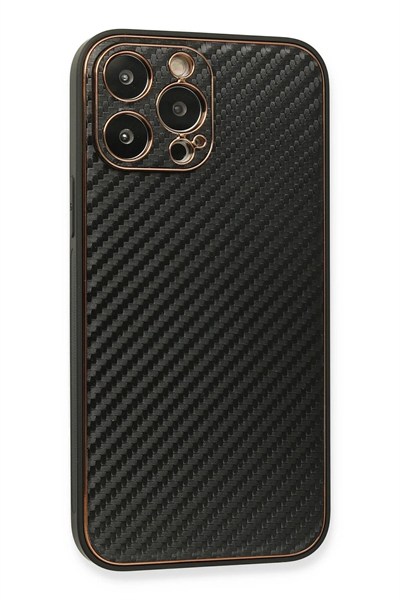 Mey İthalat®  iPhone 13 Pro Max Kılıf Coco Karbon Silikon - Siyah
