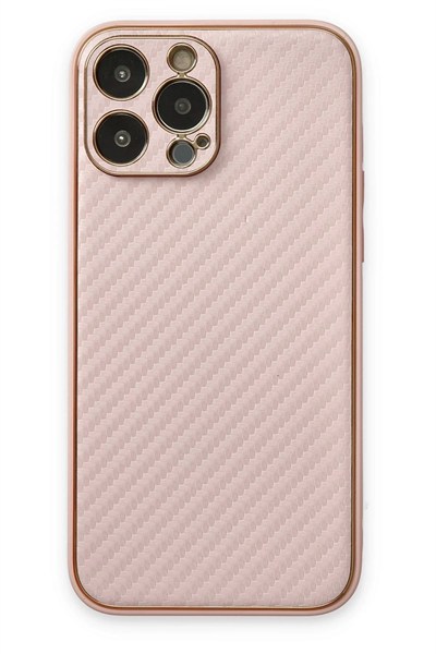 Mey İthalat®  iPhone 13 Pro Max Kılıf Coco Karbon Silikon - Pembe