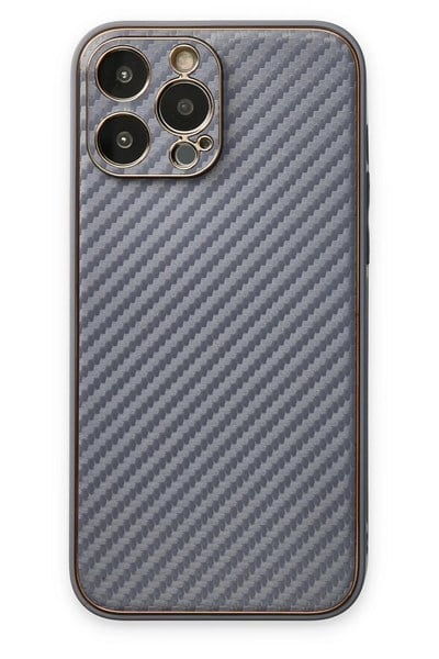 Mey İthalat®  iPhone 13 Pro Max Kılıf Coco Karbon Silikon - Gri