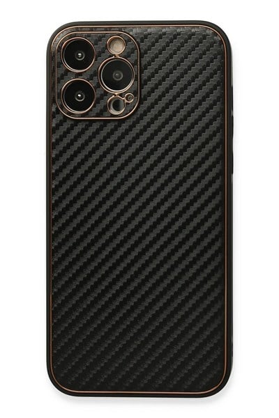 Mey İthalat®  iPhone 13 Pro Max Kılıf Coco Karbon Silikon - Siyah