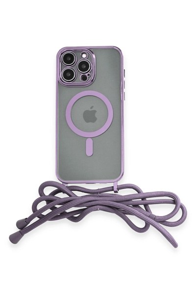 Mey İthalat®  iPhone 13 Pro Max Kılıf Divo Lazer Askılı Magsafe Kapak - Lila