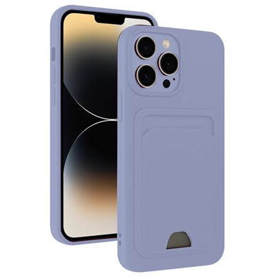 Mey İthalat®  iPhone 13 Pro Max Kılıf Kelvin Kartvizitli Silikon - Lila