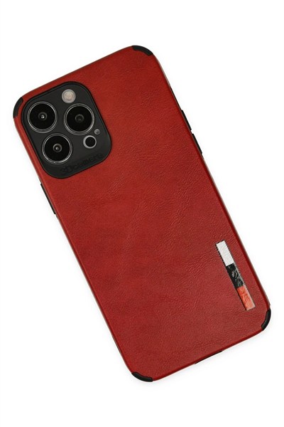 Mey İthalat®  iPhone 13 Pro Max Kılıf Loop Deri Silikon - Kırmızı