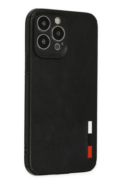 Mey İthalat®  iPhone 13 Pro Max Kılıf Loop Deri Silikon - Siyah