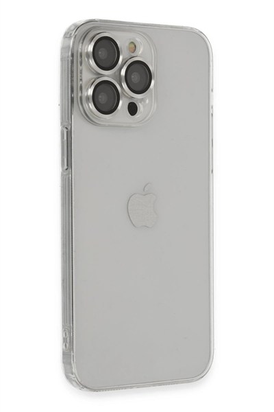 Mey İthalat®  iPhone 13 Pro Max Kılıf Luko Lens Silikon - Gümüş