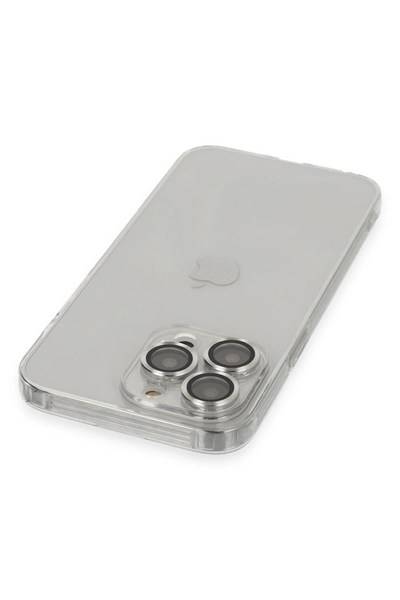 Mey İthalat®  iPhone 13 Pro Max Kılıf Luko Lens Silikon - Gümüş