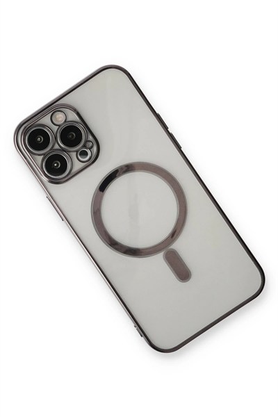 Mey İthalat®  iPhone 13 Pro Max Kılıf Magneticsafe Lazer Silikon - Siyah