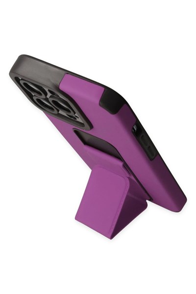 Mey İthalat®  iPhone 13 Pro Max Kılıf Mega Standlı Silikon - Mor