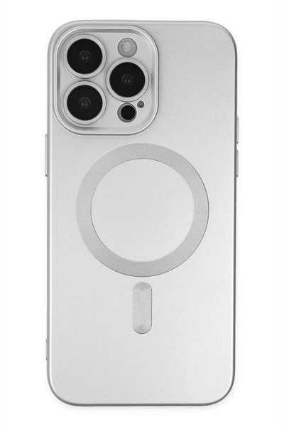 Mey İthalat®  iPhone 13 Pro Max Kılıf Moshi Lens Magneticsafe Silikon - Gümüş