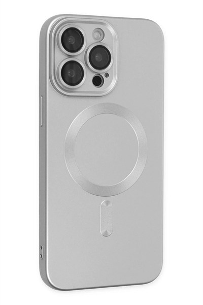 Mey İthalat®  iPhone 13 Pro Max Kılıf Moshi Lens Magneticsafe Silikon - Gümüş
