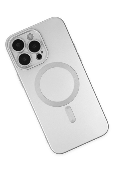 Mey İthalat®  iPhone 13 Pro Max Kılıf Moshi Lens Magneticsafe Silikon - Gümüş