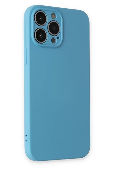 Mey İthalat®  iPhone 13 Pro Max Kılıf Nano içi Kadife Silikon - Mavi