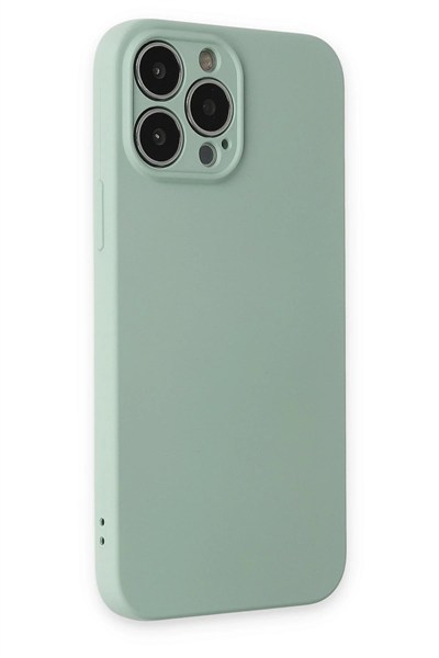 Mey İthalat®  iPhone 13 Pro Max Kılıf Nano içi Kadife Silikon - Su Yeşili