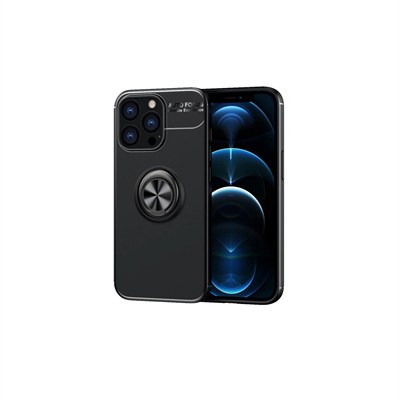 Mey İthalat®  iPhone 13 Pro Max Kılıf Range Yüzüklü Silikon - Siyah